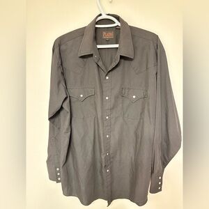PLAINS Western wear Black  Button-Up Shirt with Pearl Snaps.